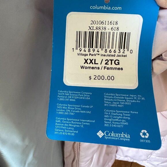 NWT Columbia Light Pink Village Park Insulated Long Jacket in Women's XXL - Picture 15 of 16